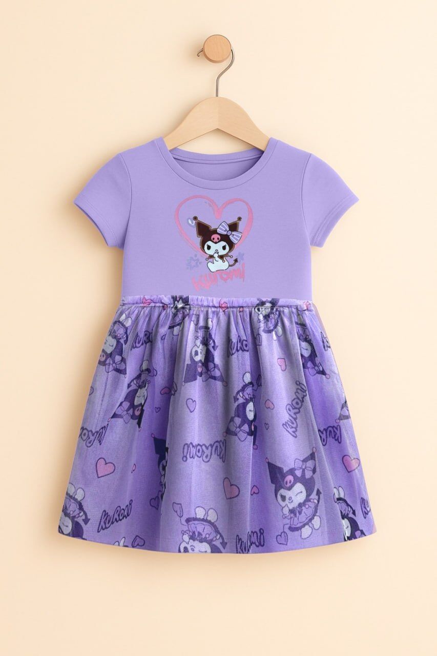 Kuromi tüllü elbise lila