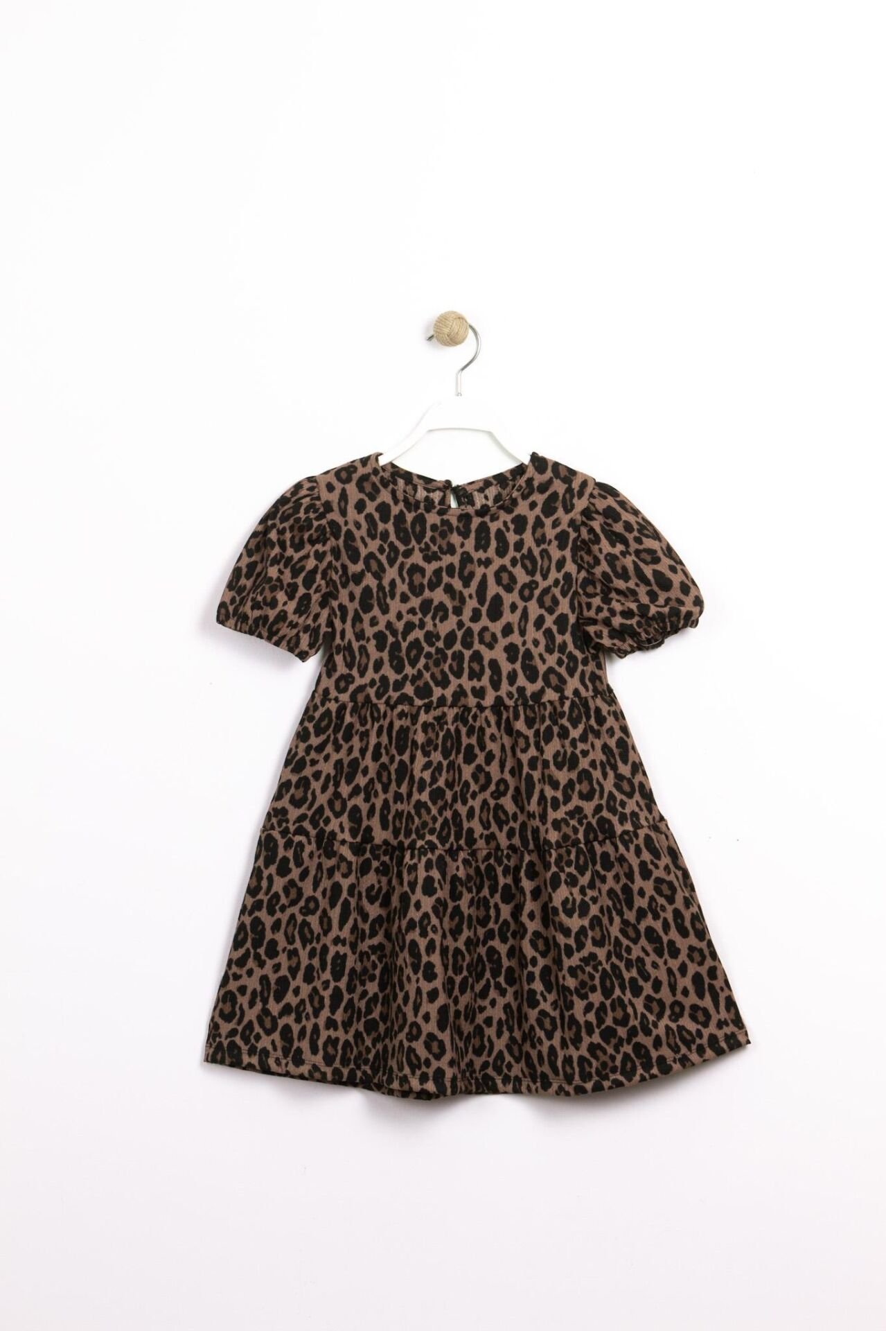 Leopar elbise krinkıl kumaş