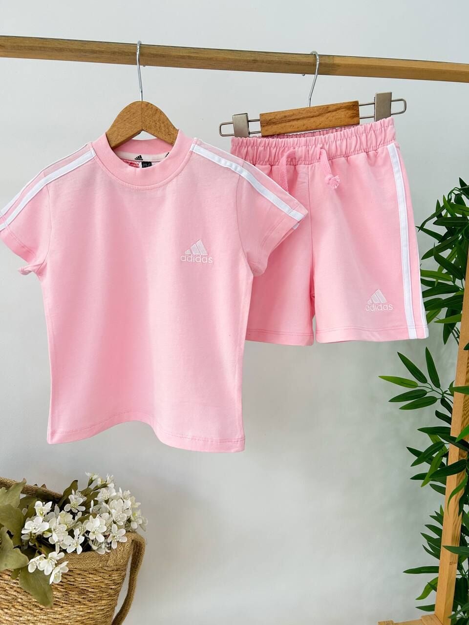 Çizgili basic Pembe takım