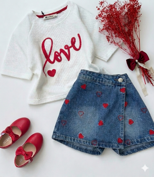 Love kalpli şort etek takım