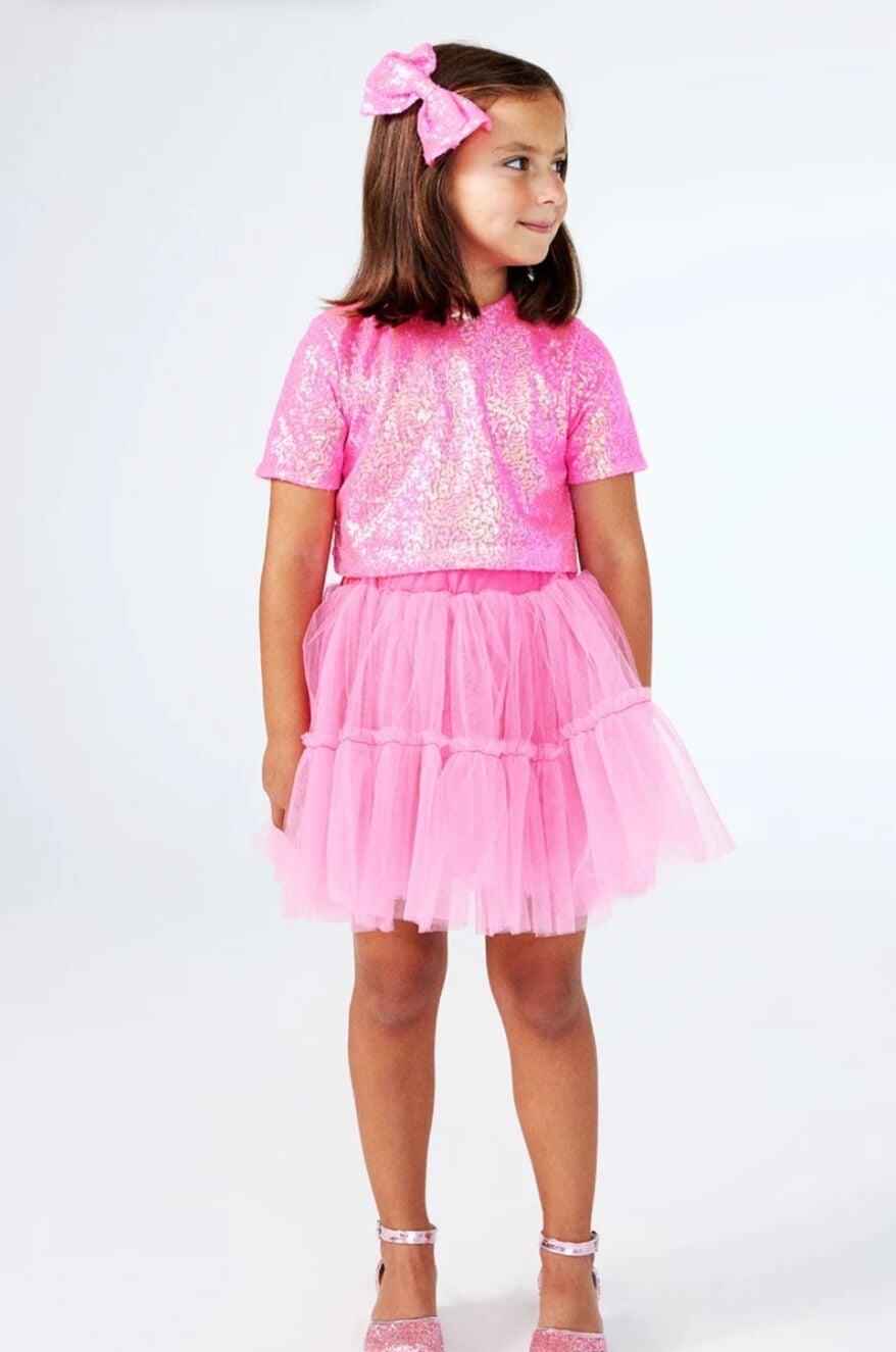 Pembe payet bluz ve etekli takım