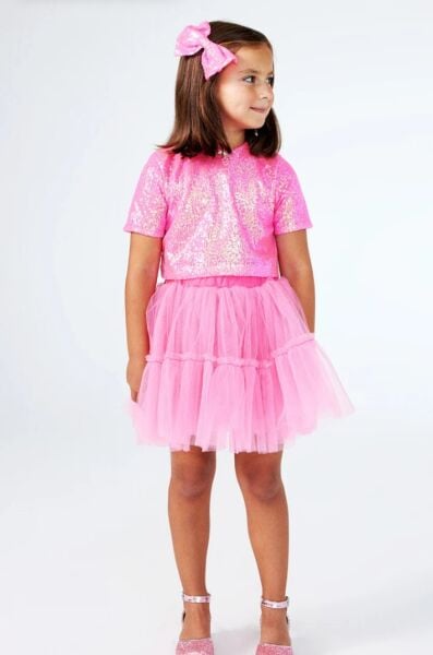 Pembe payet bluz ve etekli takım