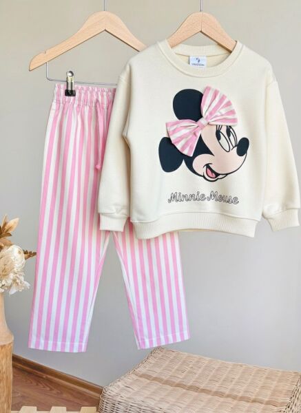 Minnie çizgili pantolon takım