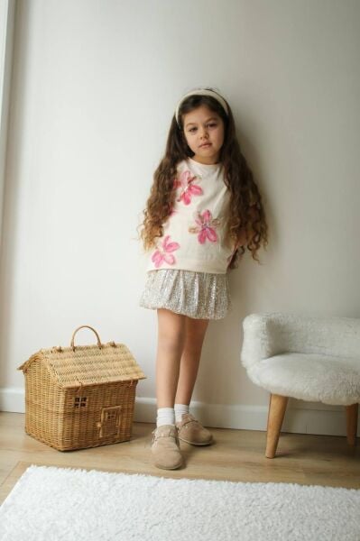 Zambak detaylı payetli balon etek takim