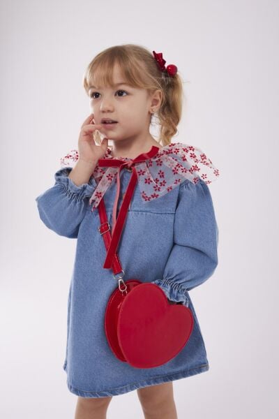 Yaka detaylı denim elbise (1 beden büyük tercih edebilirsiniz)