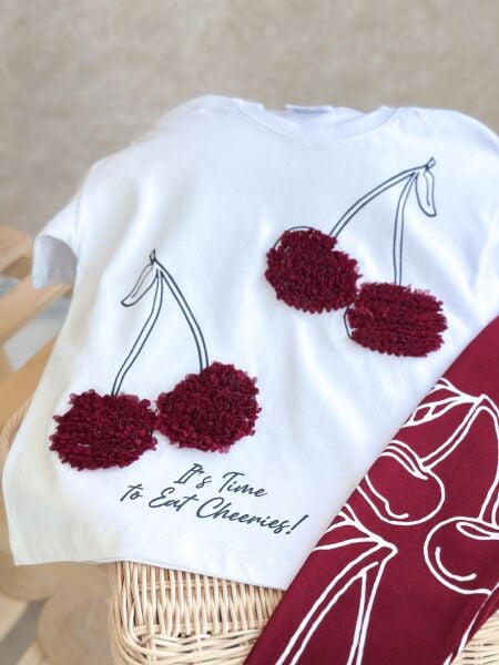 Kiraz aplikeli taytli takım