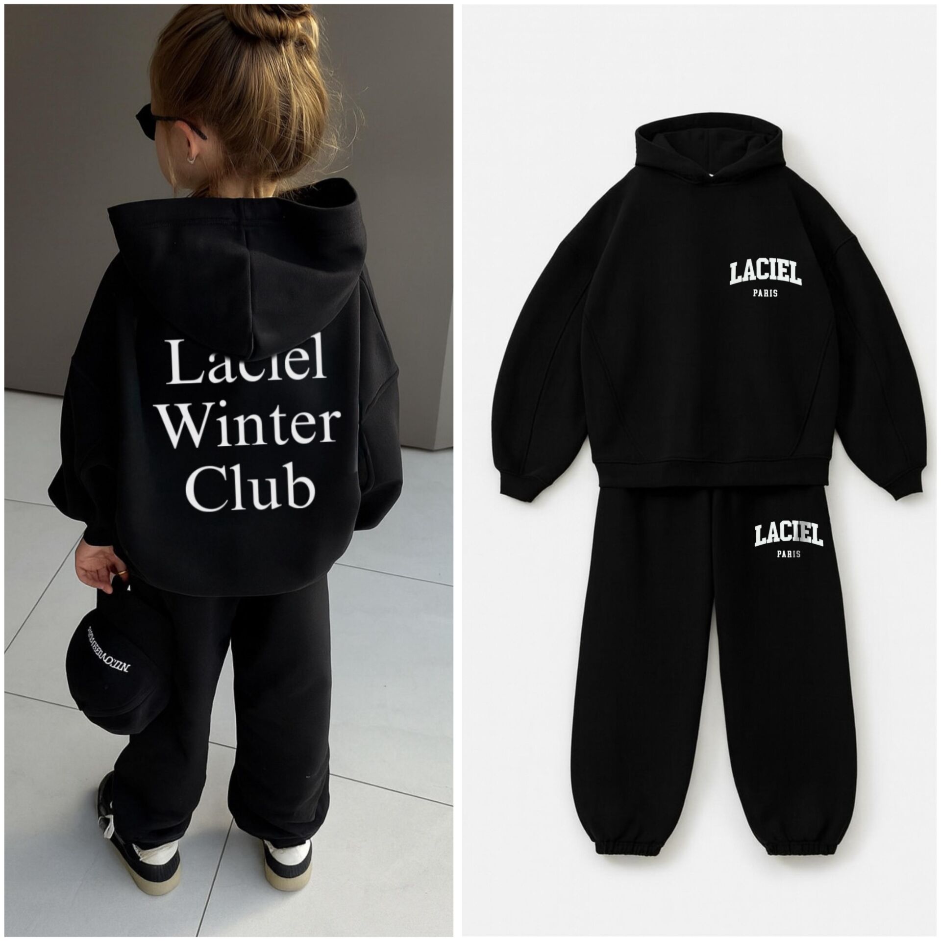 Laciel kapşonlu basic siyah takım