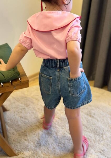 Kalp yaka detaylı şort etek takım 9/10 yaş