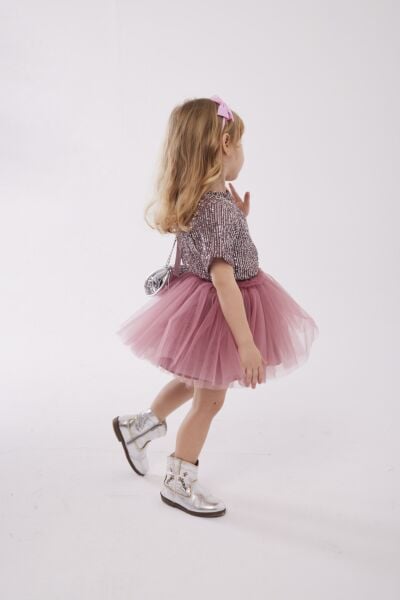 Pul payet tütü etekli takım pembe 7/8 yaş