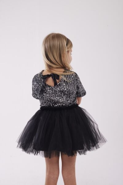 Pul payet tütü etekli takım siyah 7/8 yaş