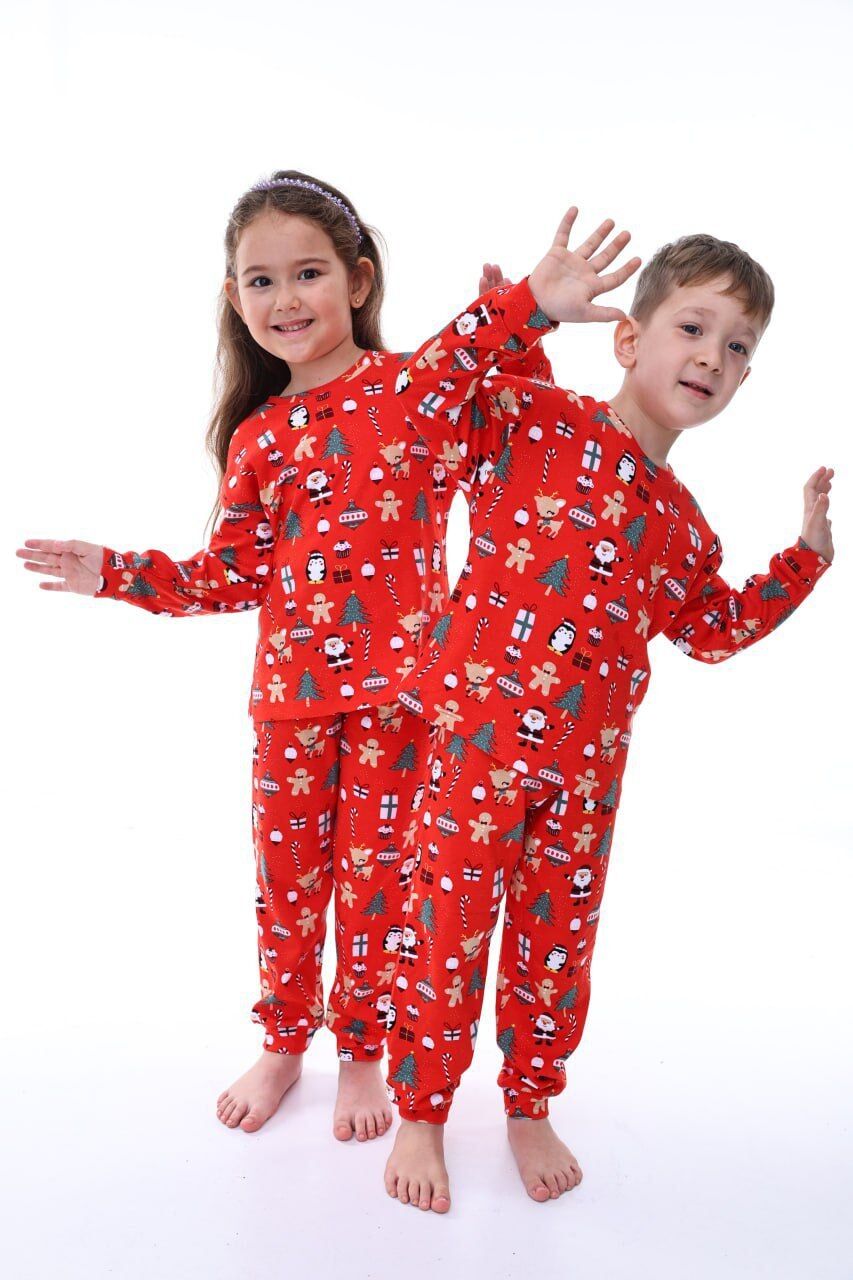 Yeni yıl unisex pijama takımı kırmızı