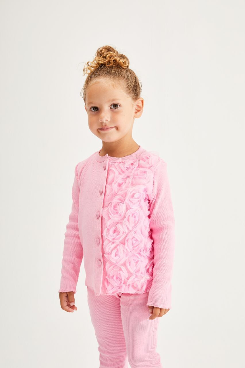 Gül aplikeli kaşkorse takım pembe