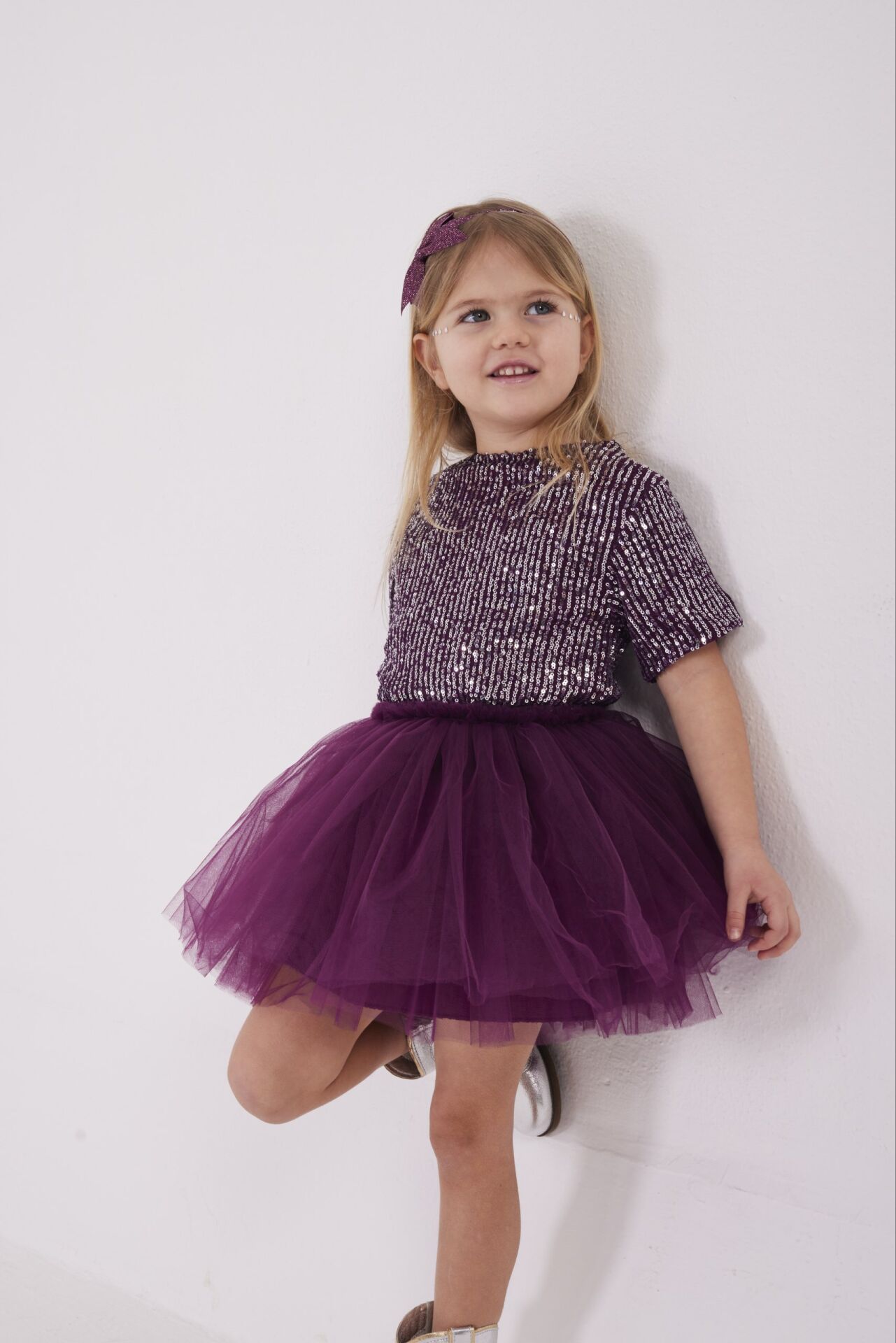 Pul payet tütü etekli takım mürdüm 5/6 yaş