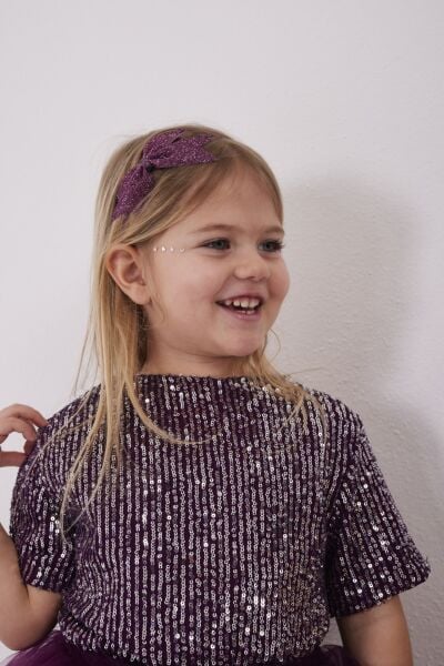 Pul payet tütü etekli takım mürdüm 5/6 yaş