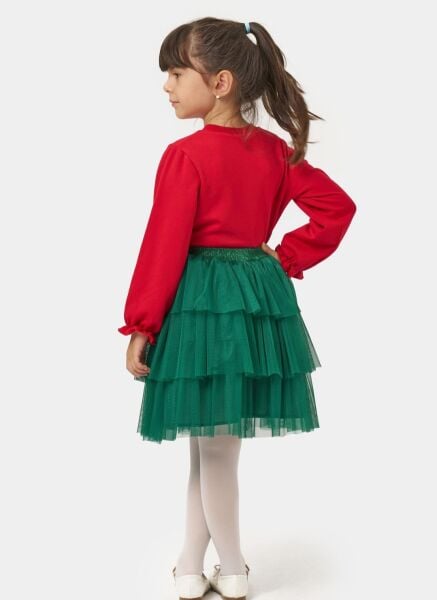 Yeni yıl minnie etekli takım (üst kırmızı/alt yeşil)