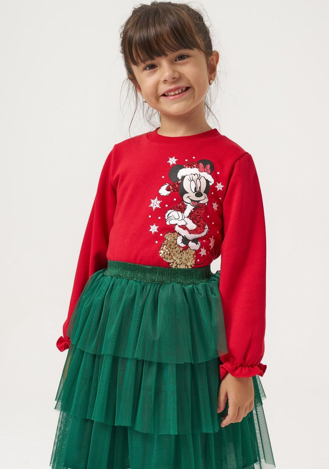 Yeni yıl minnie etekli takım (üst kırmızı/alt yeşil)