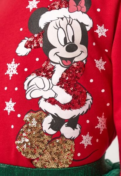 Yeni yıl minnie etekli takım (üst kırmızı/alt yeşil)