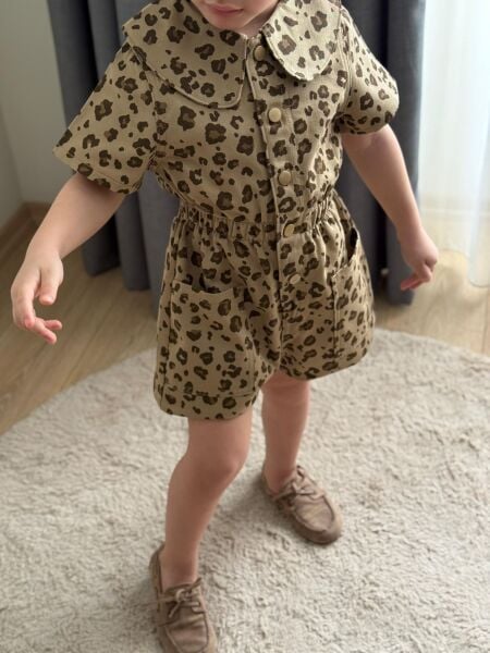 Leopar denim tulum (1 veya 2 beden büyük tercih edebilirsiniz)