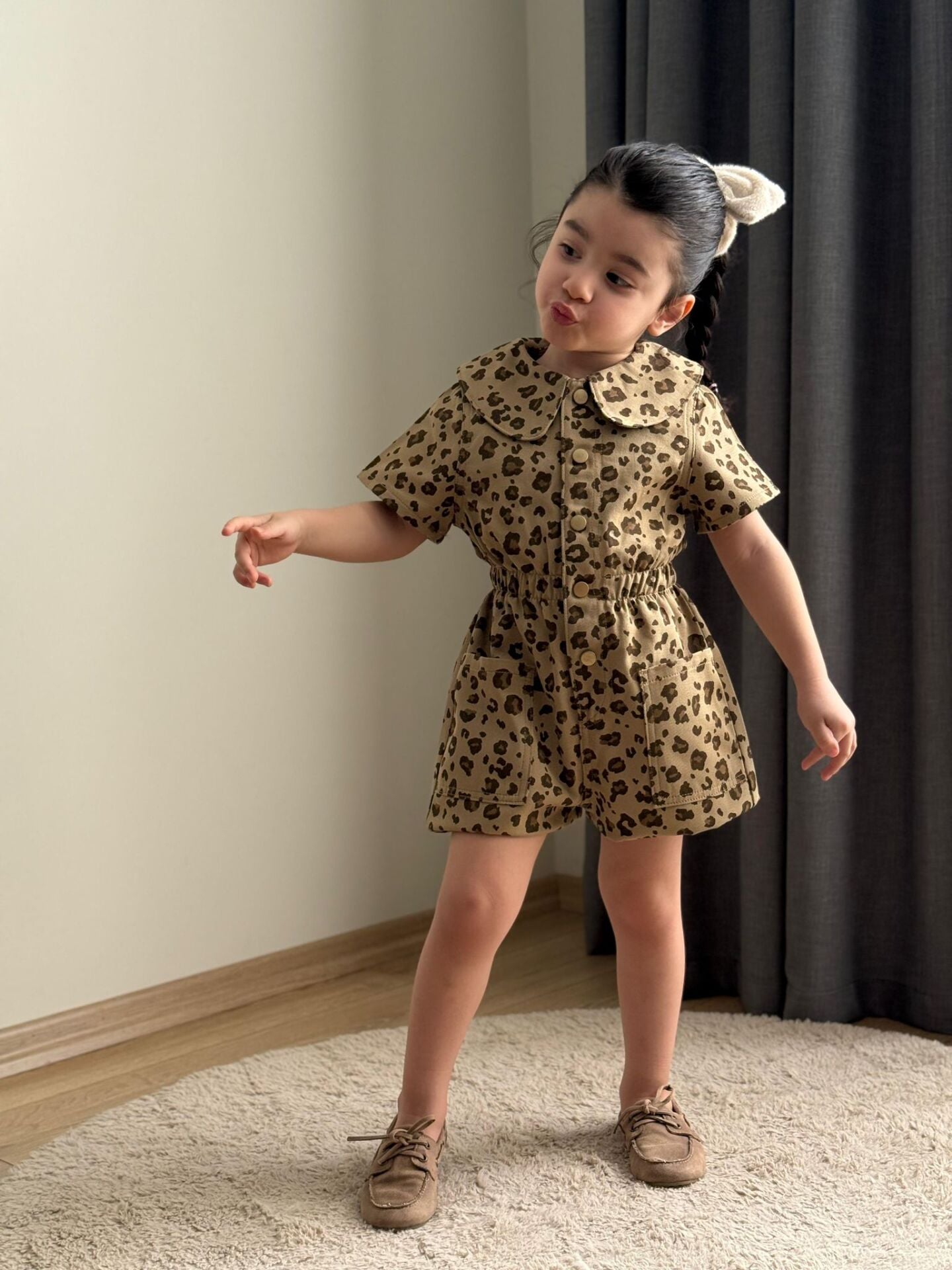 Leopar denim tulum (1 veya 2 beden büyük tercih edebilirsiniz)