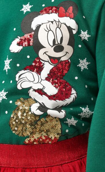 Yeni yıl minnie etekli takım (üst yeşil/alt kırmızı)