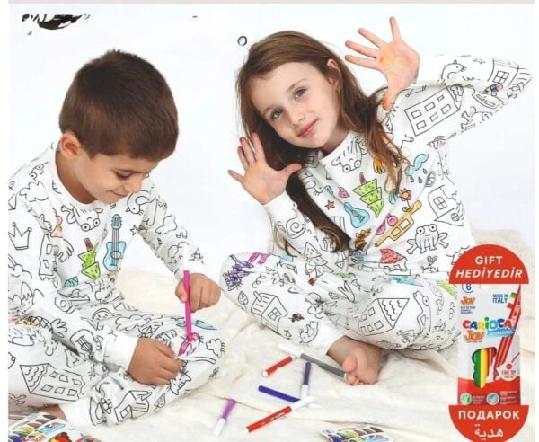 Boya kalemi hediyeli pijama takımı