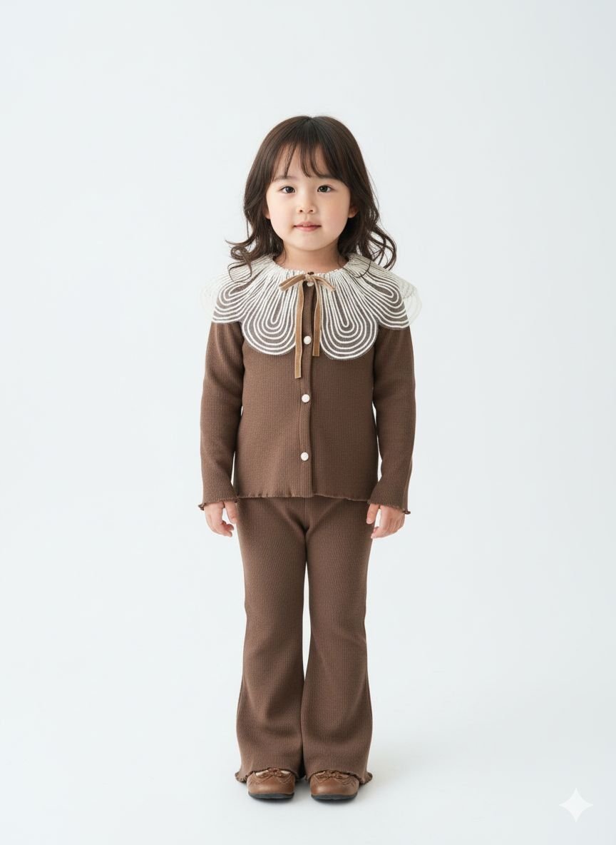 Yaka detaylı kaşkorse takım kahve 2/3 yaş