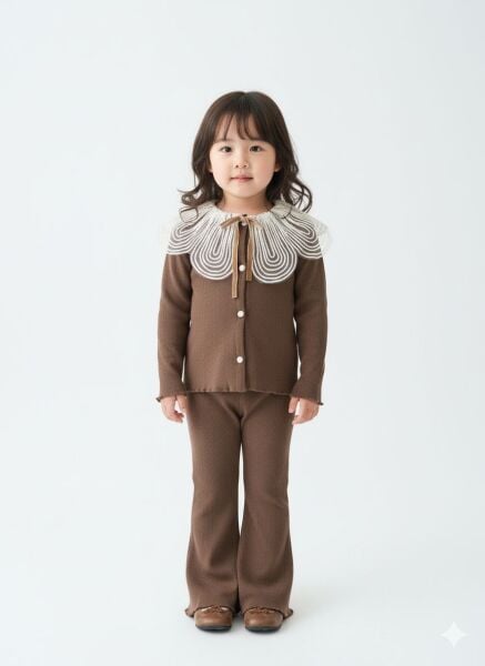 Yaka detaylı kaşkorse takım kahve