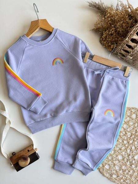 Gökkuşaklı eşofman takımı lila