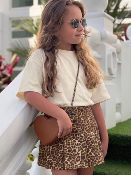 Leopar şort etek takım