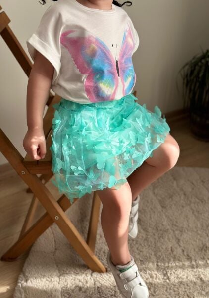 Kelebek aplikeli yeşil takım