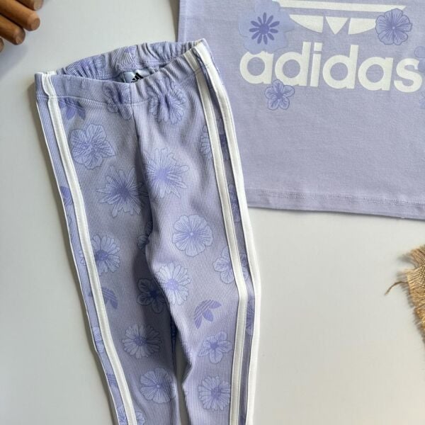 Çiçek baskılı taytlı takım lila