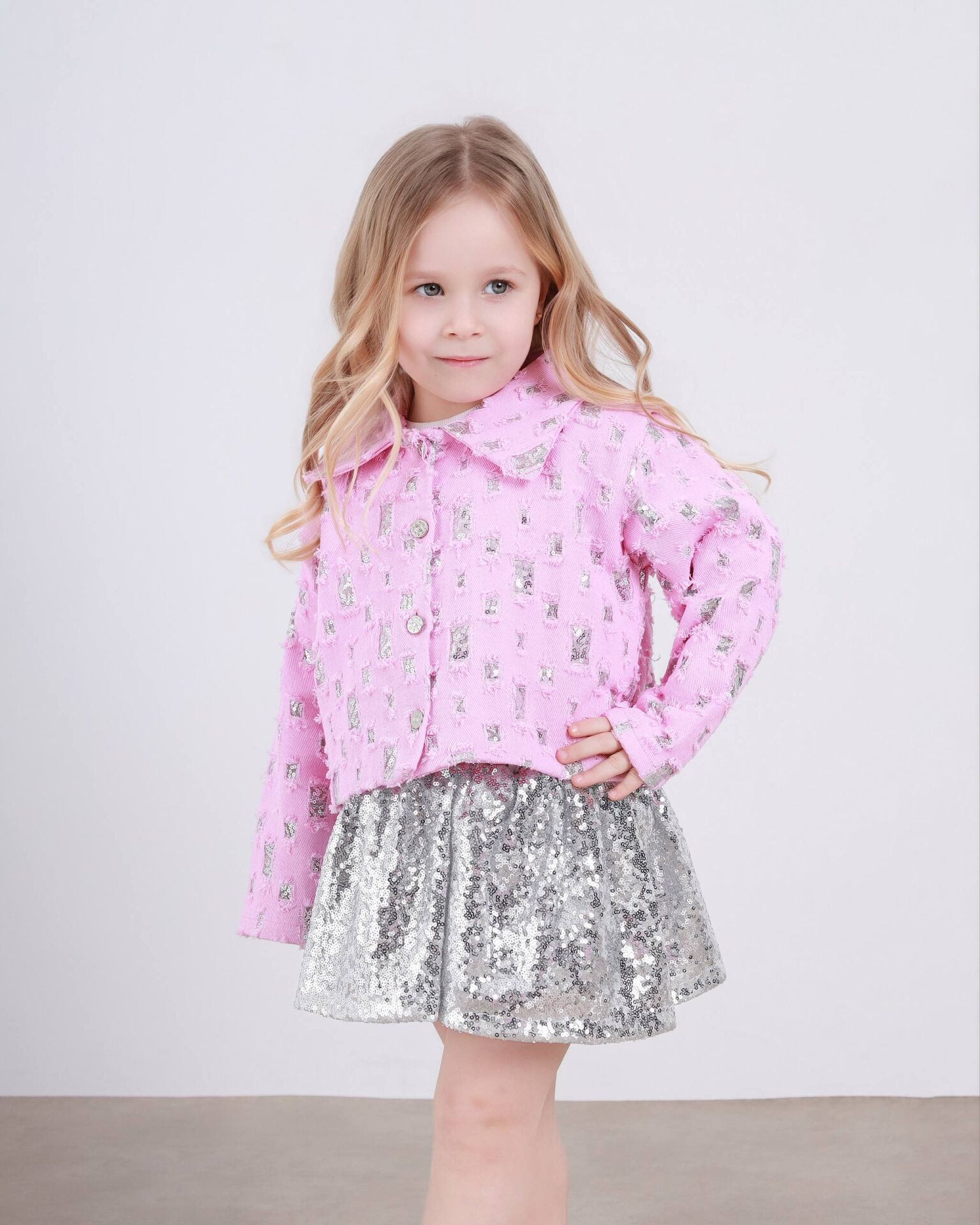 Pul payet etekli takım pembe