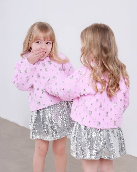 Pul payet etekli takım pembe