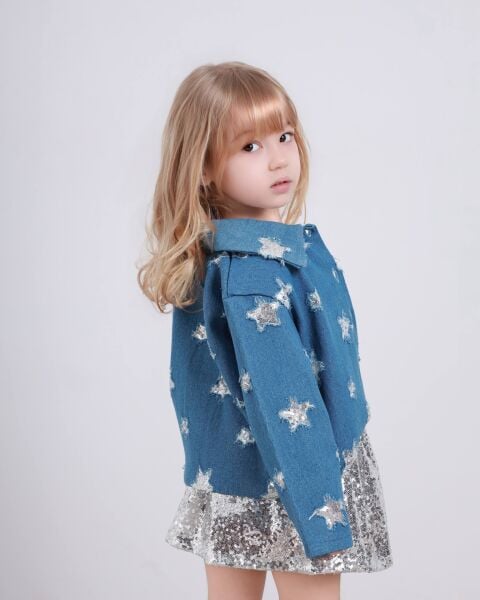 Pul payet etekli denim takım