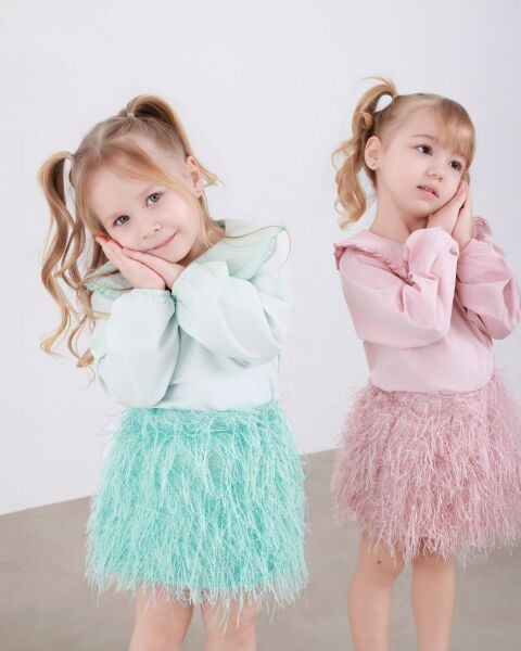 Tüylü etekli takım mint