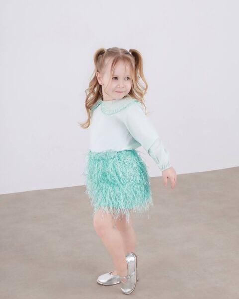 Tüylü etekli takım mint