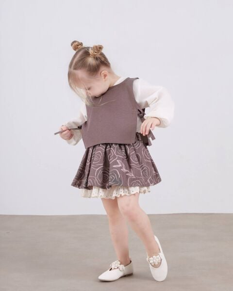 Gabardin üçlü set kahverengi