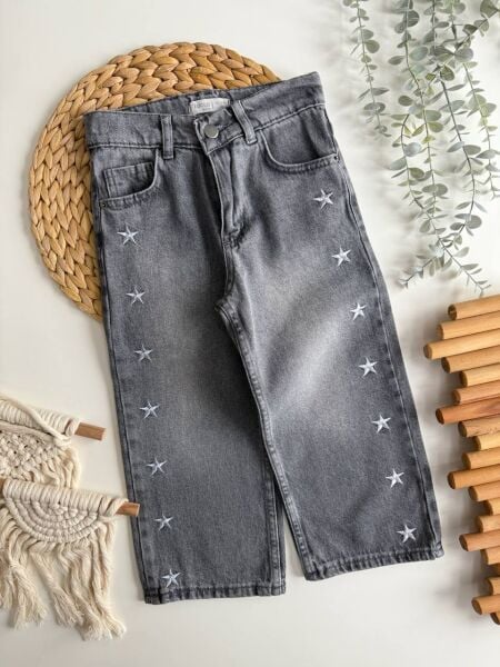 Yıldız işleme detaylı denim pantolon