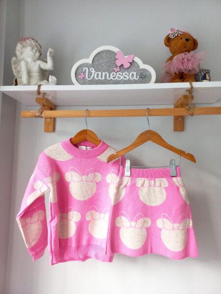 Minnie etekli triko takım pembe