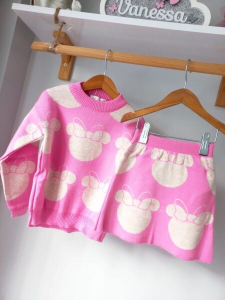 Minnie etekli triko takım pembe