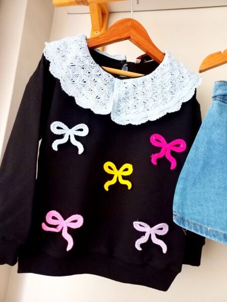 Fiyonk sweat & denim şort etekli takım