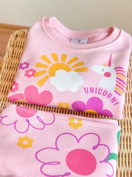 Unicorn çiçekli taytlı takım