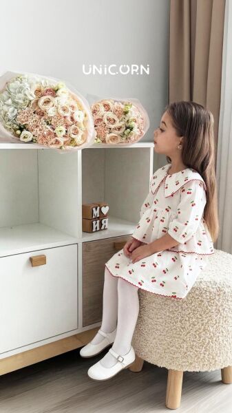 Kirazlı müslin elbise