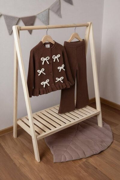Fiyonk aplikeli triko takım kahve 9/10 yaş