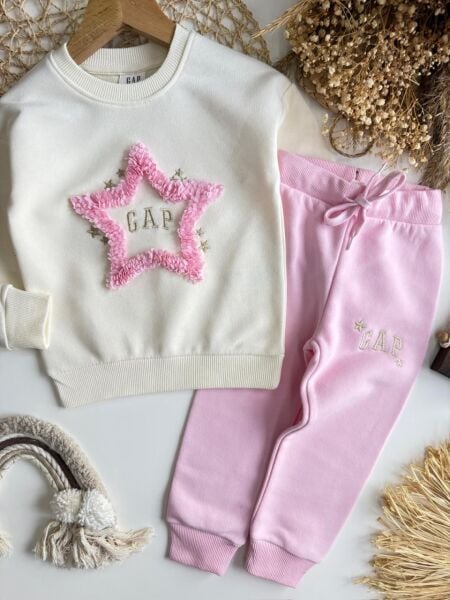 Yıldız aplikeli eşofman takımı Pembe