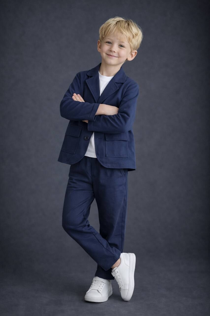 Keten ceketli takım lacivert