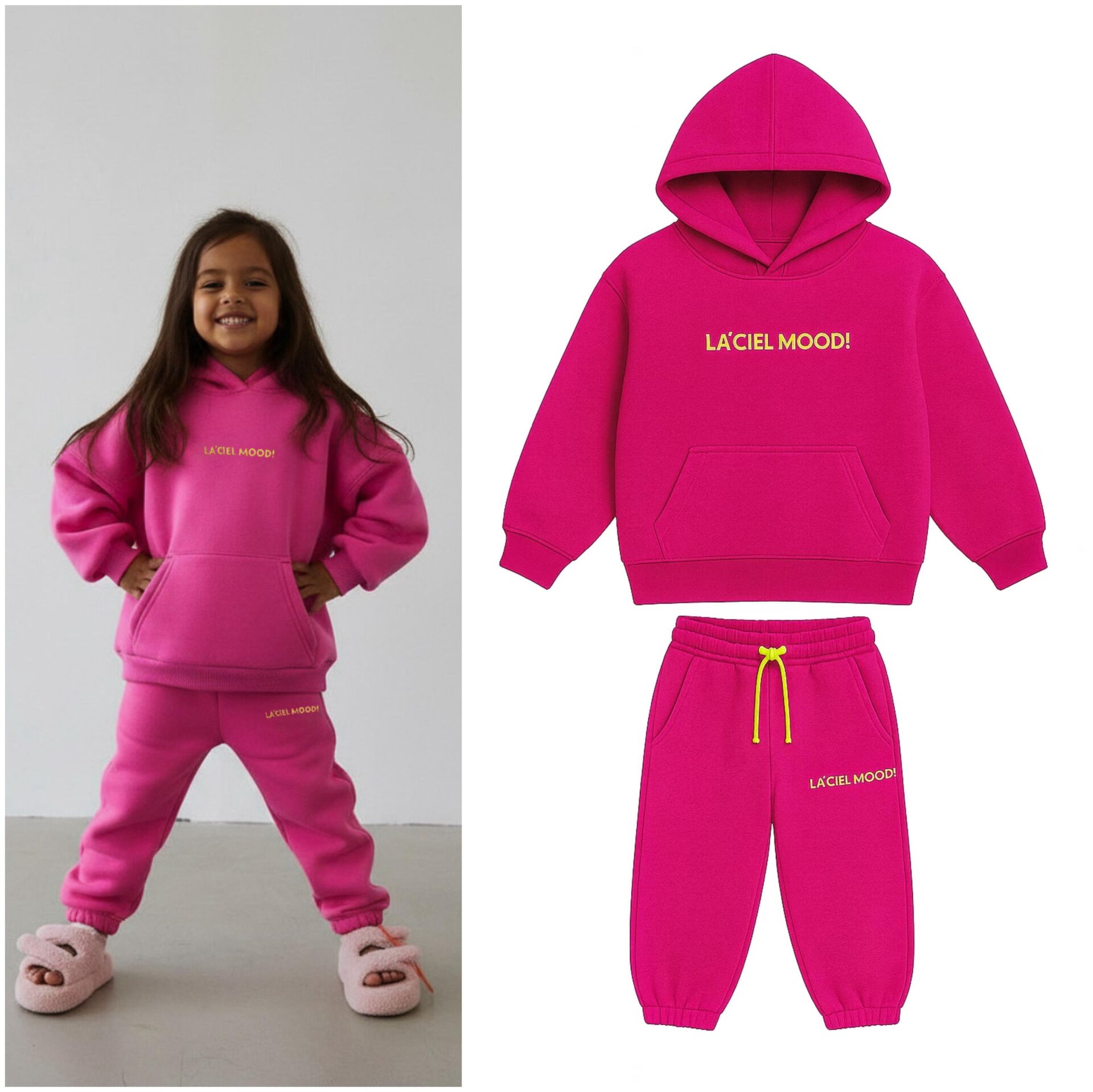 Laciel mood hoodie fuşya takım