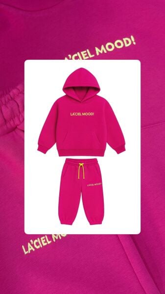 Laciel mood hoodie fuşya takım