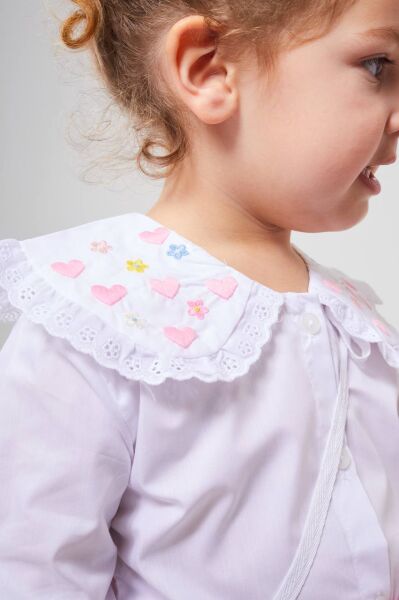 Yaka işlemeli payetli pembe takım