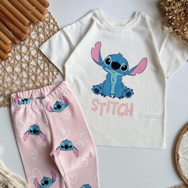 Stitch baskılı taytlı takım